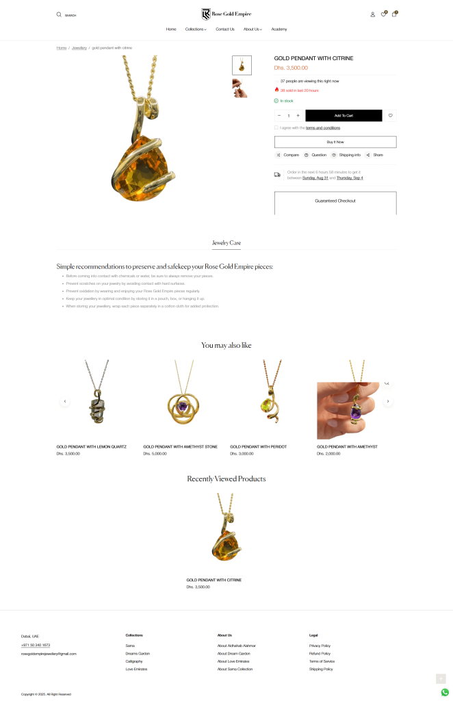 نمونه کار وب سایت فروشگاهی جواهرات